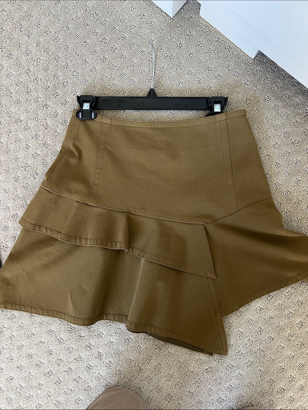 Derek Lam Women’s Asymmetric Ruffle Skirt in Olive Brown